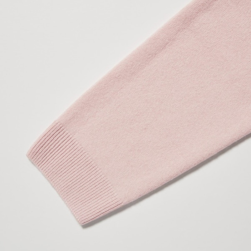 Uniqlo 3D Knit Cashmere Crew Neck Long-Sleeve Gensere Dame Rosa | 2430-BMSDN