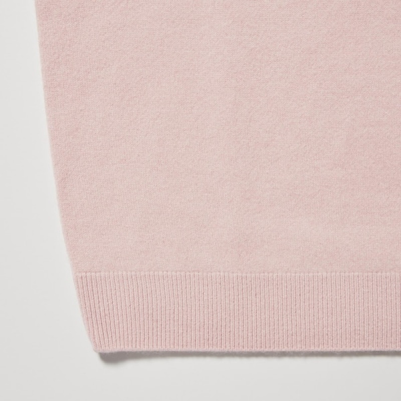 Uniqlo 3D Knit Cashmere Crew Neck Long-Sleeve Gensere Dame Rosa | 2430-BMSDN