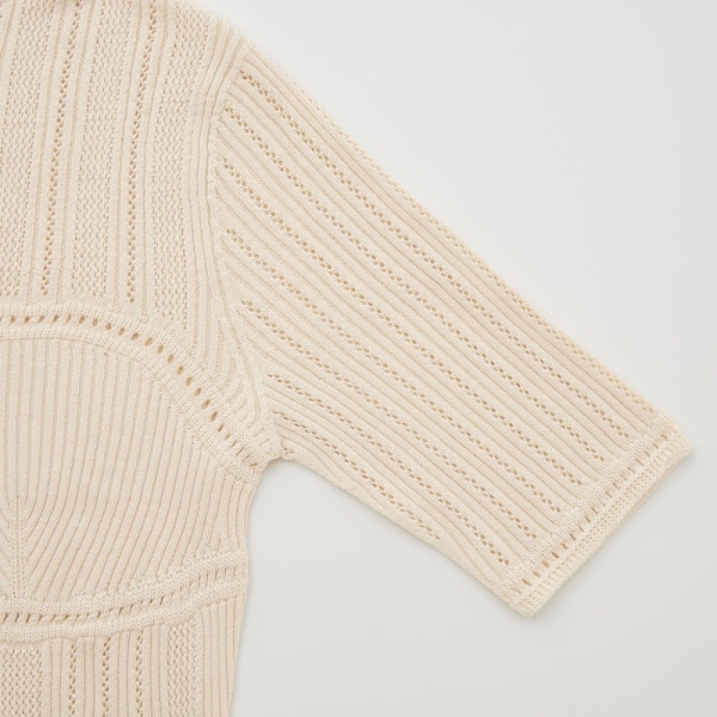 Uniqlo 3D Knit Mesh Half-Sleeve Gensere Dame Beige | 0854-OEIXH