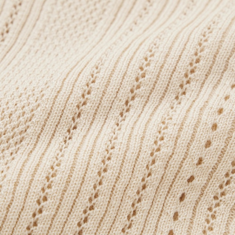 Uniqlo 3D Knit Mesh Half-Sleeve Gensere Dame Beige | 0854-OEIXH