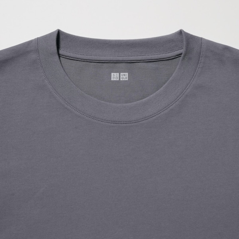 Uniqlo AIRism Bomull UV Protection Crew Neck T-skjorte Herre Grå | 8712-QXITU