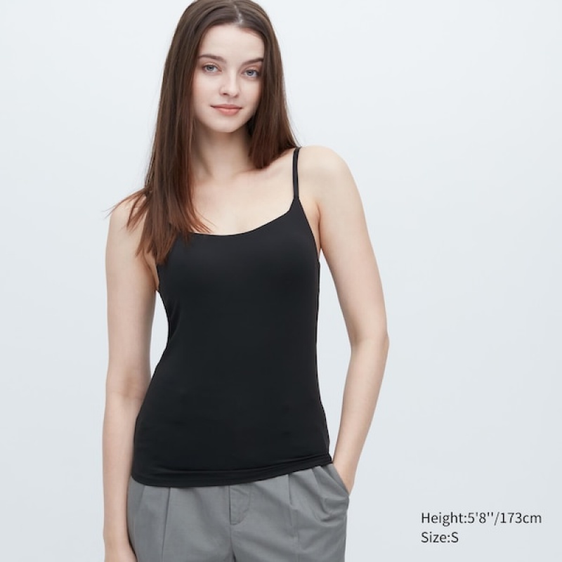 Uniqlo AIRism Camisole Bra Topper Dame Svarte | 9805-NOYUM