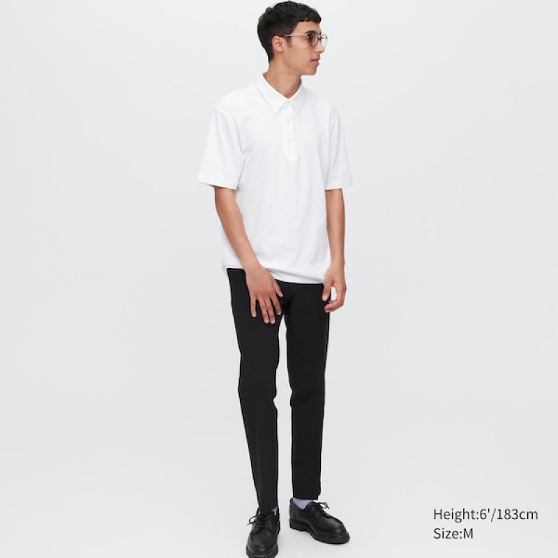 Uniqlo AIRism Pique Kort-Sleeve Polo Skjorte Herre Hvite | 6058-DCZLH