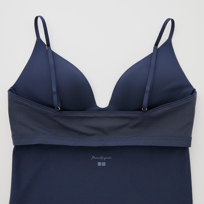 Uniqlo AIRism Plunging Camisole Bra Topper Dame Marineblå | 3256-UIXDG