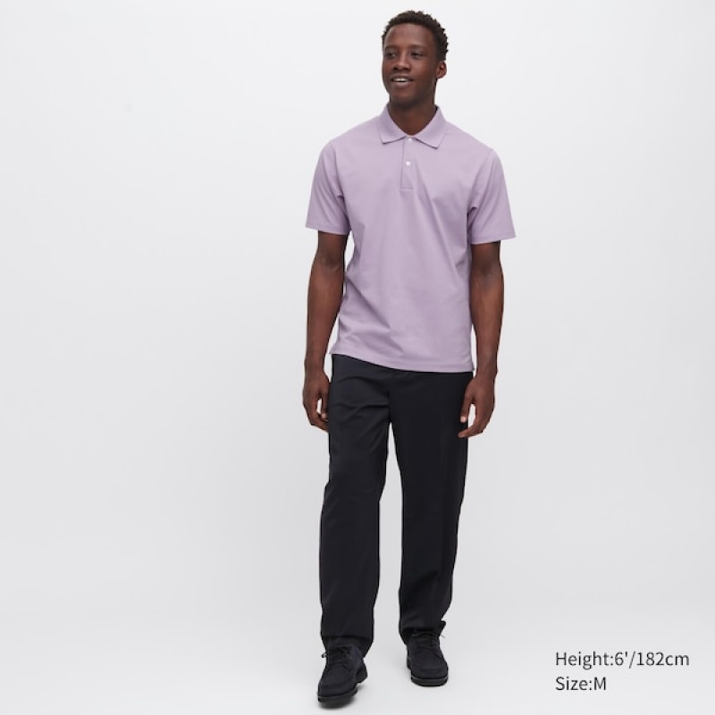 Uniqlo AIRism Regular Collar Polo Skjorte Herre Lilla | 6178-RLVFK