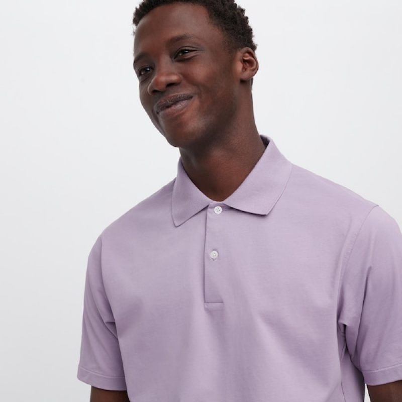 Uniqlo AIRism Regular Collar Polo Skjorte Herre Lilla | 6178-RLVFK