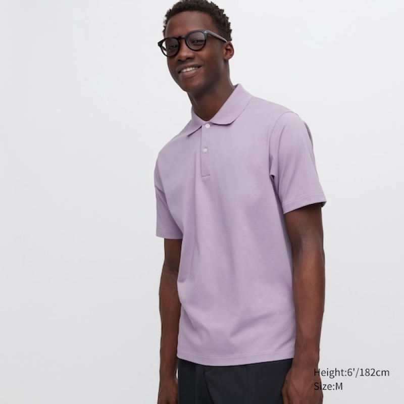 Uniqlo AIRism Regular Collar Polo Skjorte Herre Lilla | 6178-RLVFK