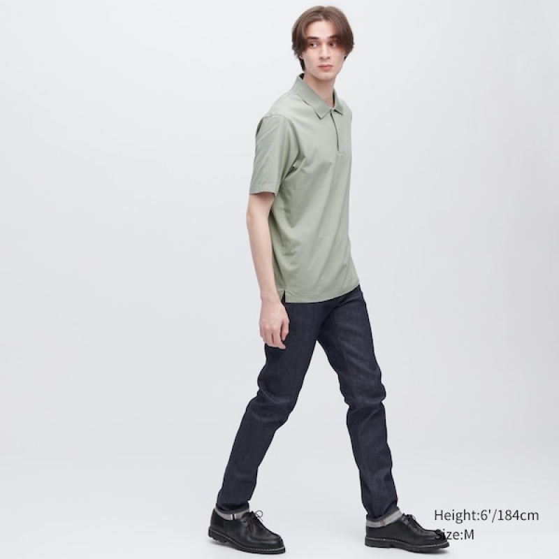 Uniqlo AIRism Regular Collar Polo Skjorte Herre Grønn | 7251-CGDZL