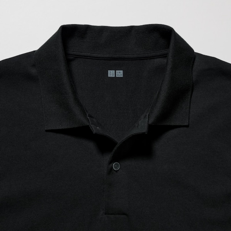 Uniqlo AIRism Regular Collar Polo Skjorte Herre Svarte | 5049-RZYAB