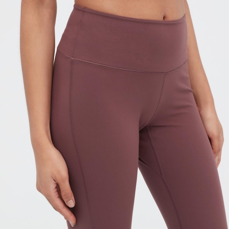 Uniqlo AIRism Soft Flare Leggings Dame Burgunder | 3514-NMZOB