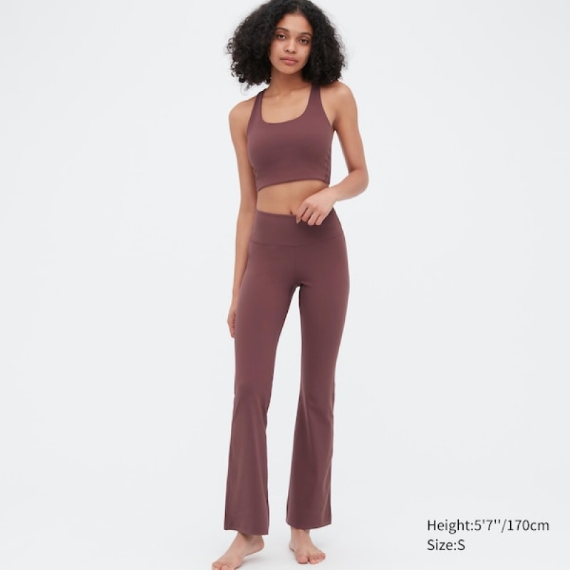 Uniqlo AIRism Soft Flare Leggings Dame Burgunder | 3514-NMZOB