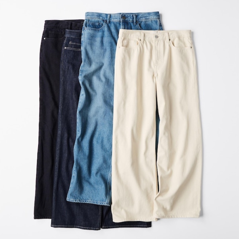 Uniqlo Baggy Jeans Dame Blå | 0159-PSLFH