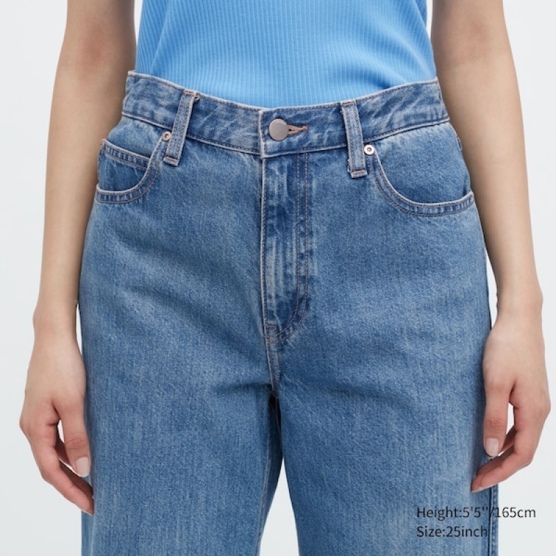 Uniqlo Baggy Jeans Dame Blå | 6391-ZMUOB