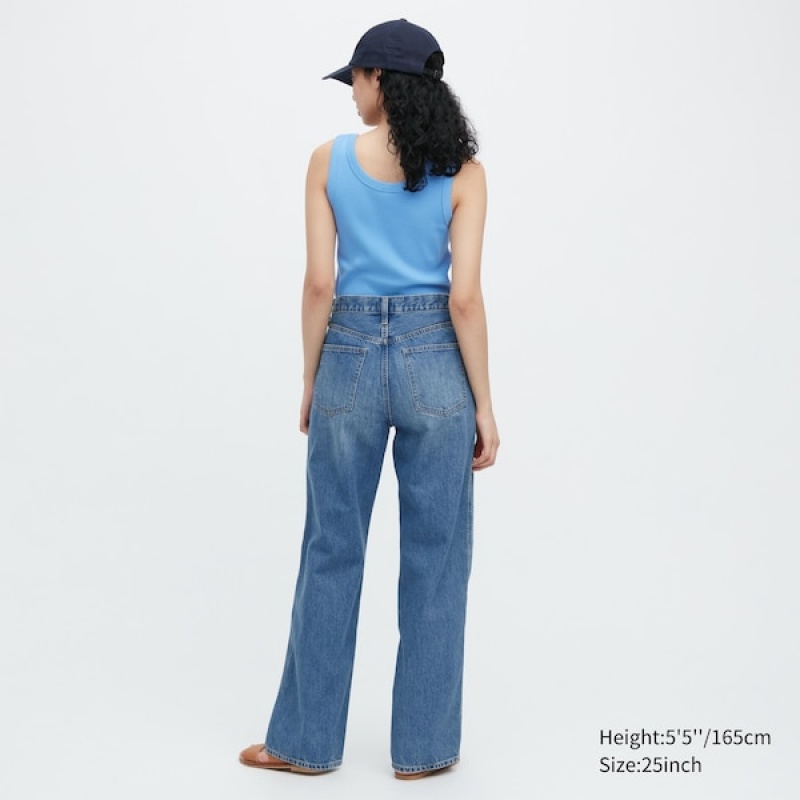 Uniqlo Baggy Jeans Dame Blå | 6391-ZMUOB