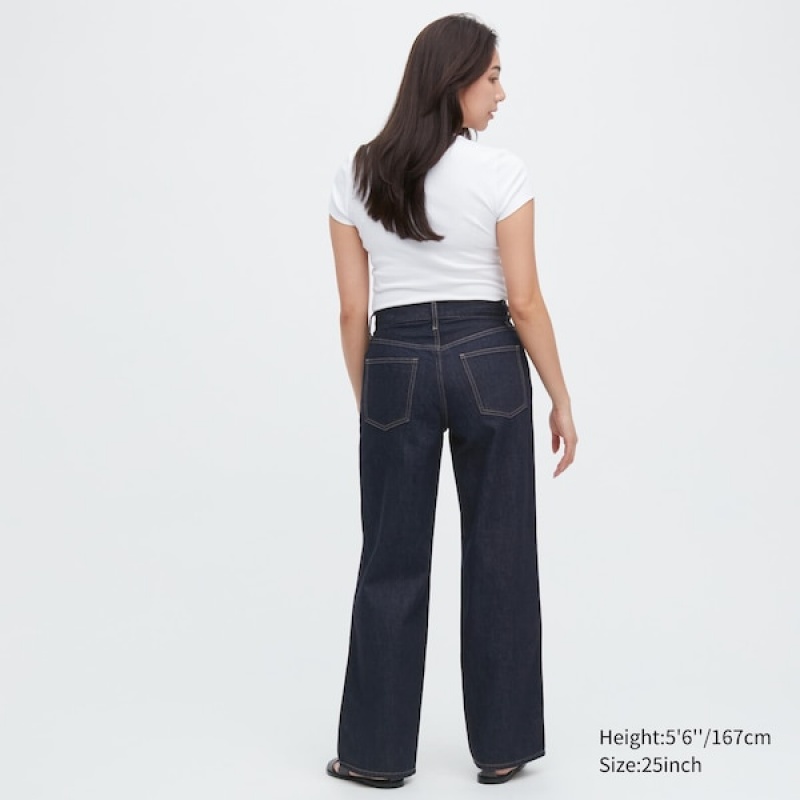 Uniqlo Baggy Jeans Dame Marineblå | 1875-PJGLV