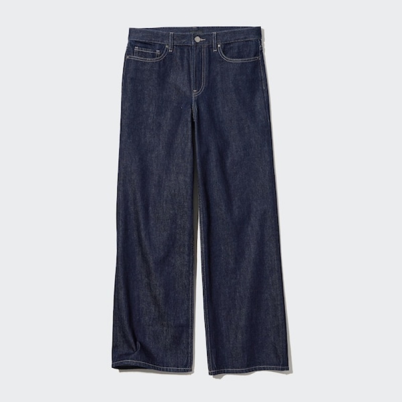 Uniqlo Baggy Jeans Dame Marineblå | 3725-TYVNL