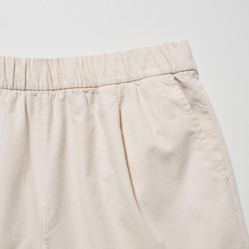 Uniqlo Bomull Easy Shorts Dame Hvite | 0186-WOAGZ