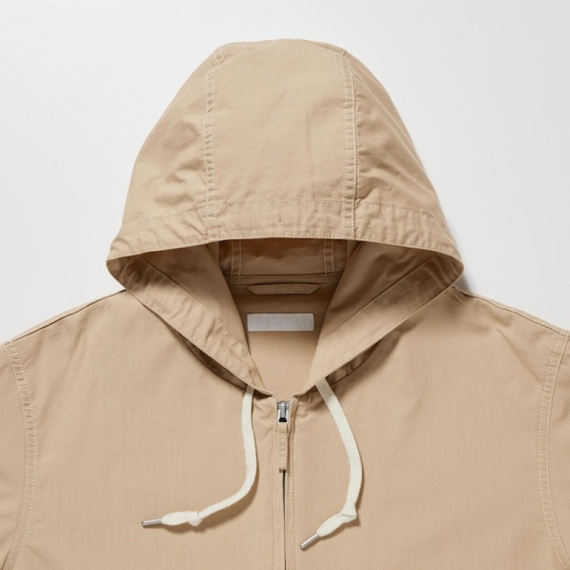 Uniqlo Bomull Parka Herre Beige | KSODCN-329