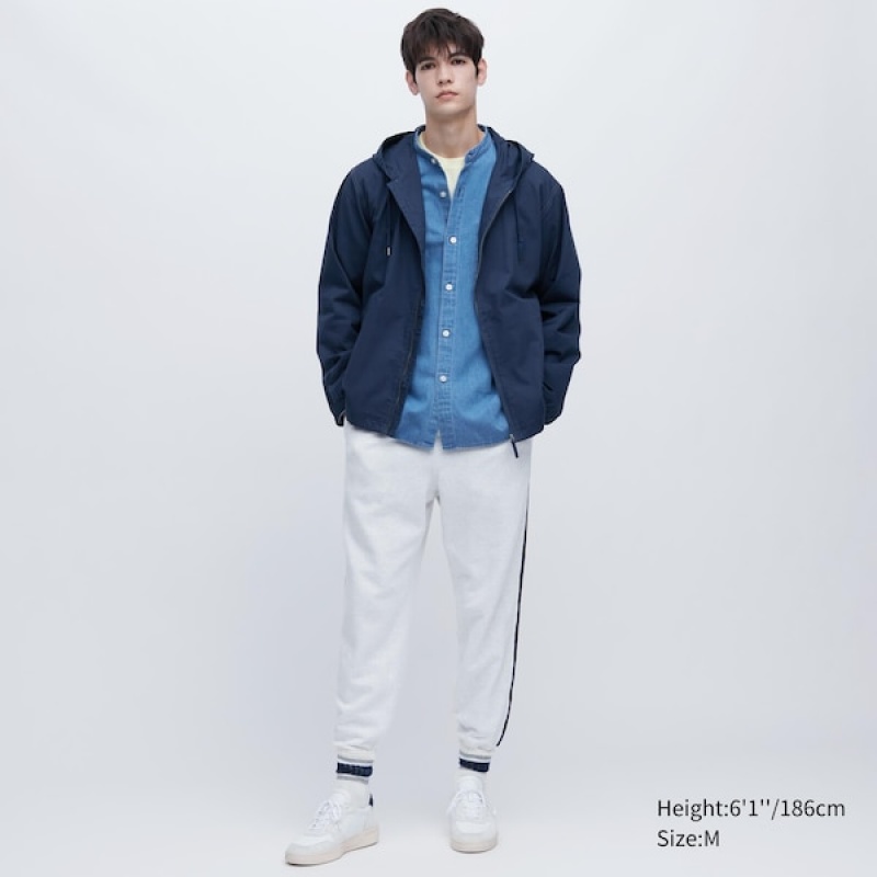 Uniqlo Bomull Parka Herre Marineblå | EAKUNT-763