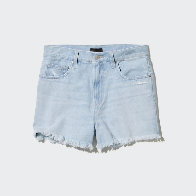 Uniqlo Boyfriend Denim Shorts Dame Blå | 1379-EXTFP