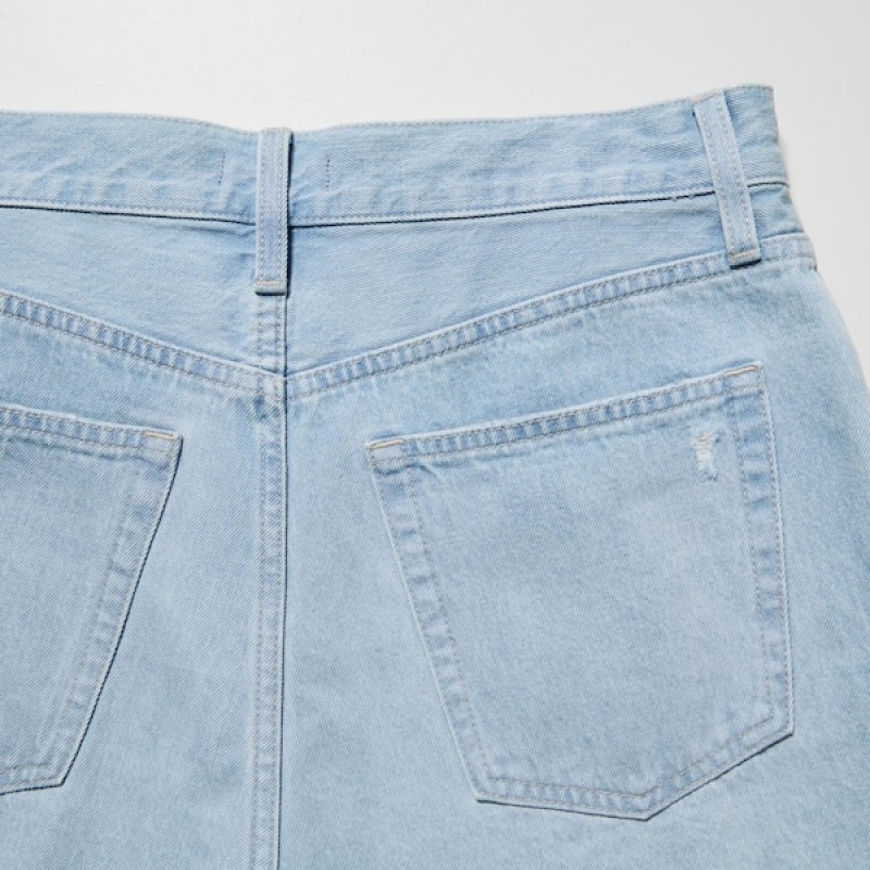 Uniqlo Boyfriend Denim Shorts Dame Blå | 1379-EXTFP