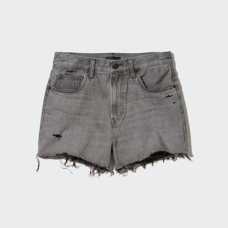 Uniqlo Boyfriend Denim Shorts Dame Grå | 9864-RTVDL