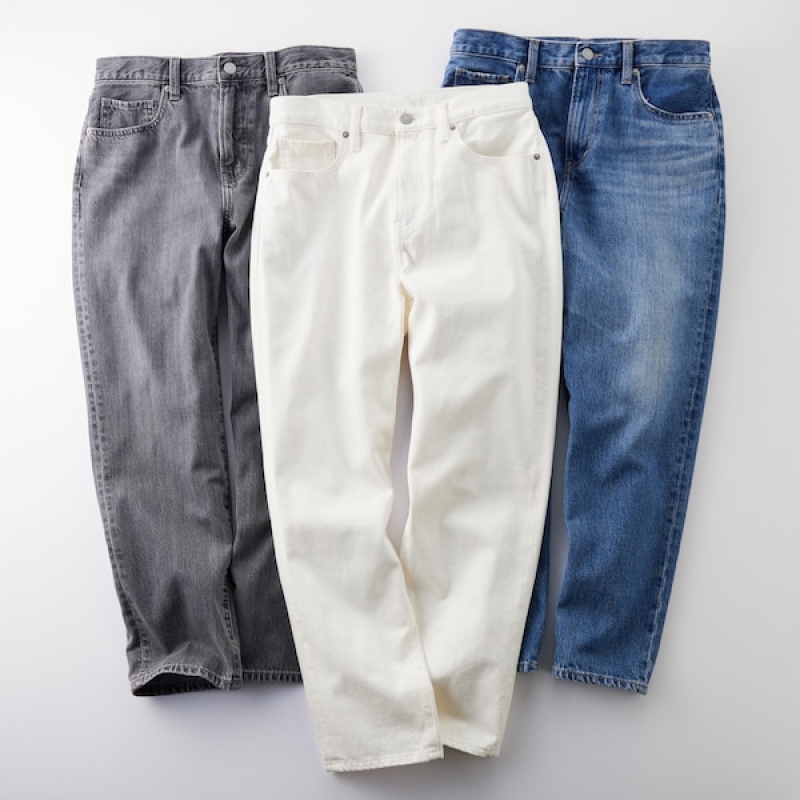 Uniqlo Boyfriend Tapered Jeans Dame Grå | 8241-KUAJG