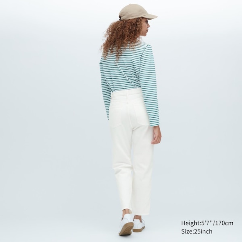 Uniqlo Boyfriend Tapered Jeans Dame Hvite | 1957-VNFMY