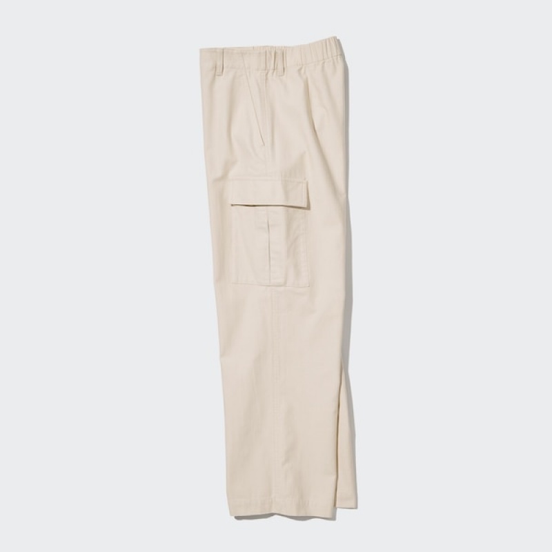 Uniqlo Brede Rett Cargo Bukse Dame Hvite | 5031-VWGOY