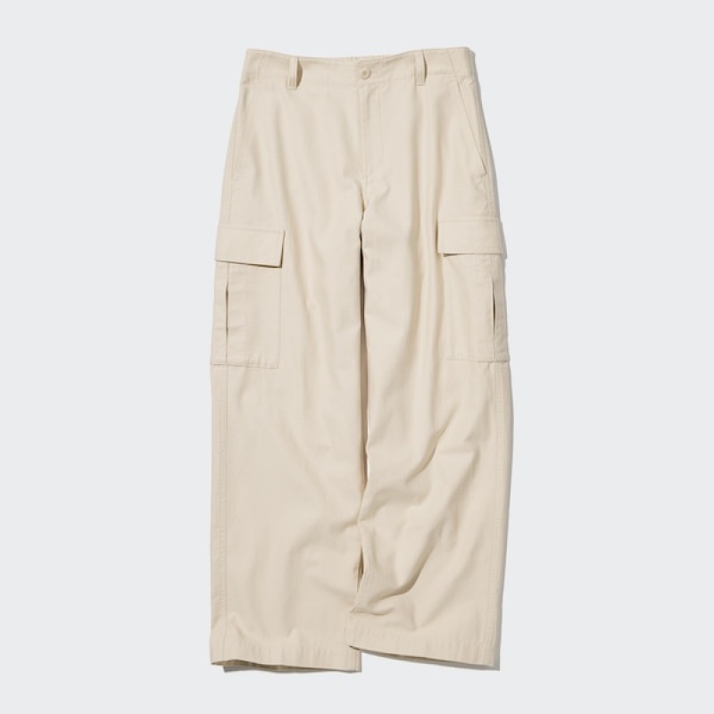 Uniqlo Brede Rett Cargo Bukse Dame Hvite | 5031-VWGOY