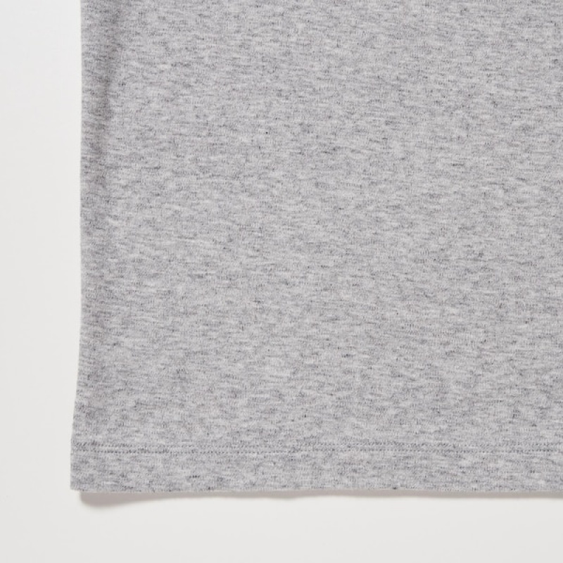 Uniqlo Brushed Bomull Crew Neck Long-Sleeve T-skjorte Herre Grå | 6509-EUYNP