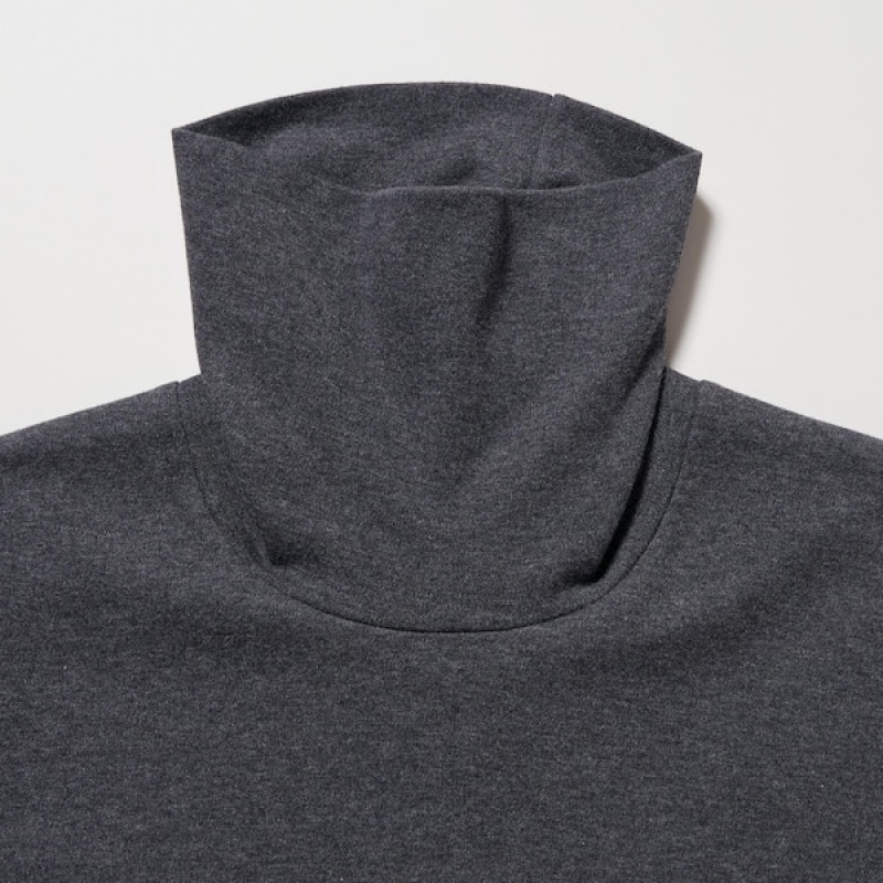 Uniqlo Brushed Bomull Turtleneck Long-Sleeve T-skjorte Herre Grå | 2791-YICZN