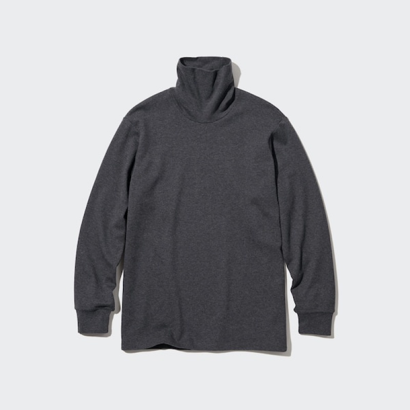 Uniqlo Brushed Bomull Turtleneck Long-Sleeve T-skjorte Herre Grå | 2791-YICZN