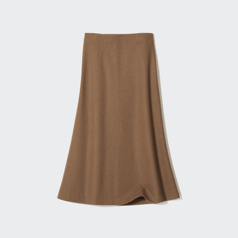 Uniqlo Brushed Jersey Flared Skjørt Dame Aprikos | 4012-GIKNS