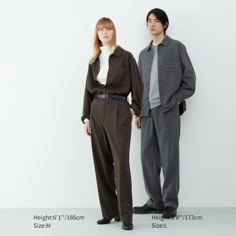 Uniqlo Brushed Twill Overskjorte Herre Grå | 0491-UPYXC