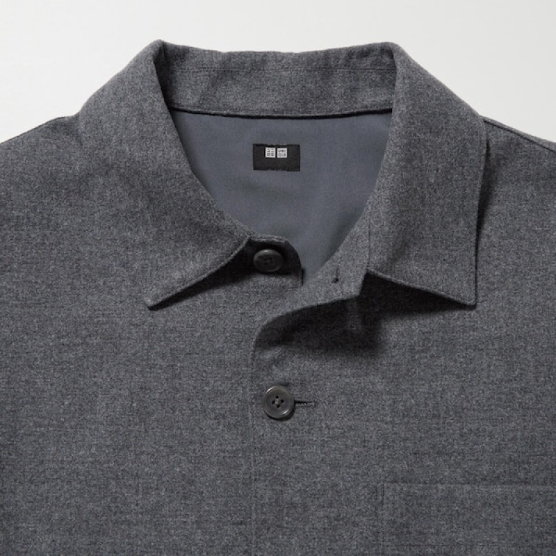 Uniqlo Brushed Twill Overskjorte Herre Grå | 0491-UPYXC