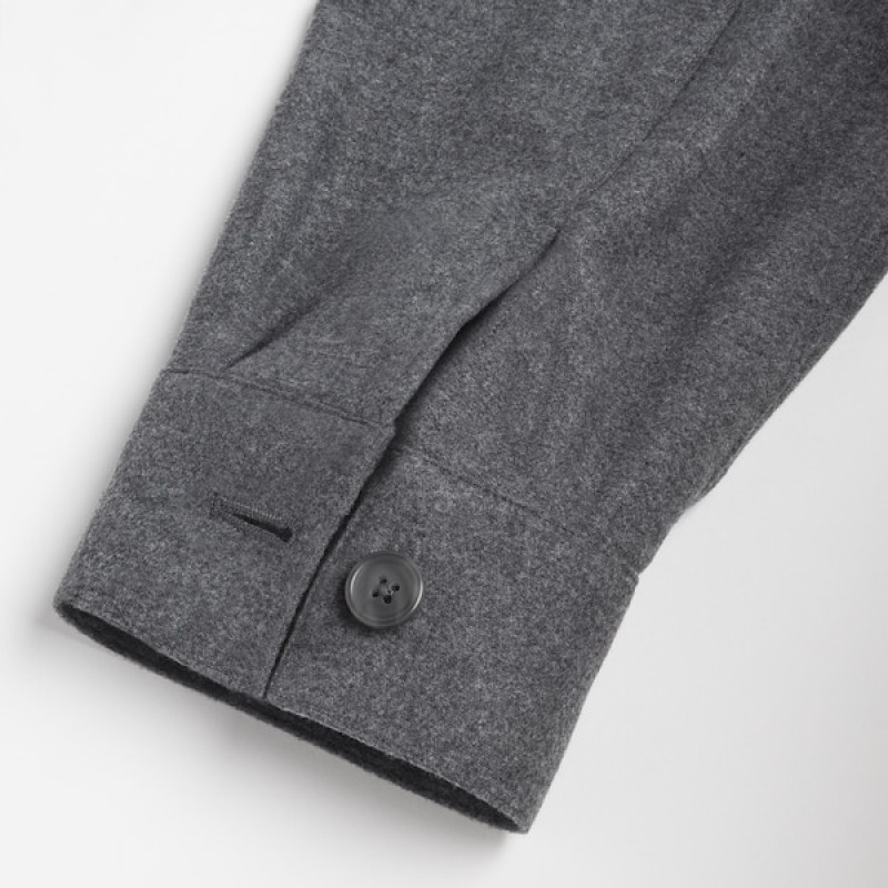 Uniqlo Brushed Twill Overskjorte Herre Grå | 0491-UPYXC