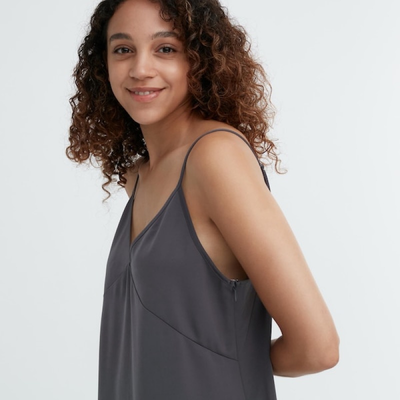 Uniqlo Camisole Midi Kjole Dame Grå | 8760-AZMYS