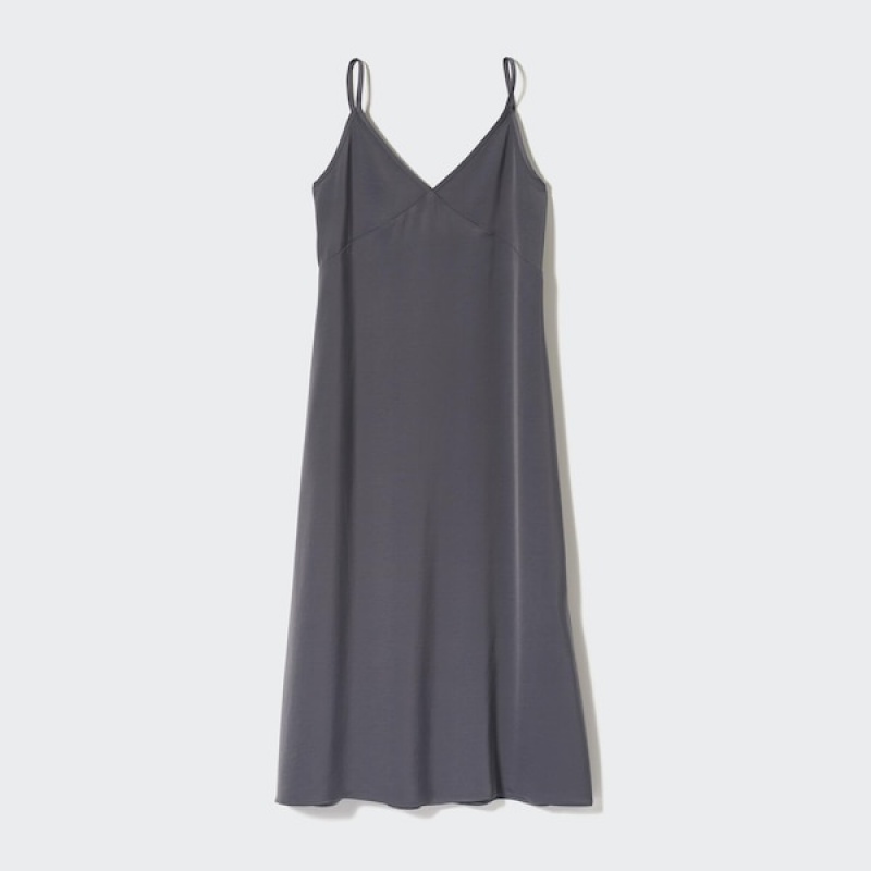 Uniqlo Camisole Midi Kjole Dame Grå | 8760-AZMYS