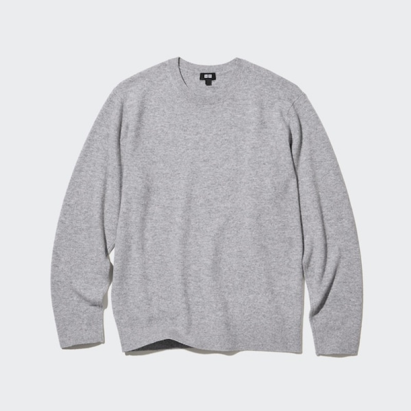 Uniqlo Cashmere Crew Neck Long-Sleeve Gensere Herre Grå | 3580-BGCAE