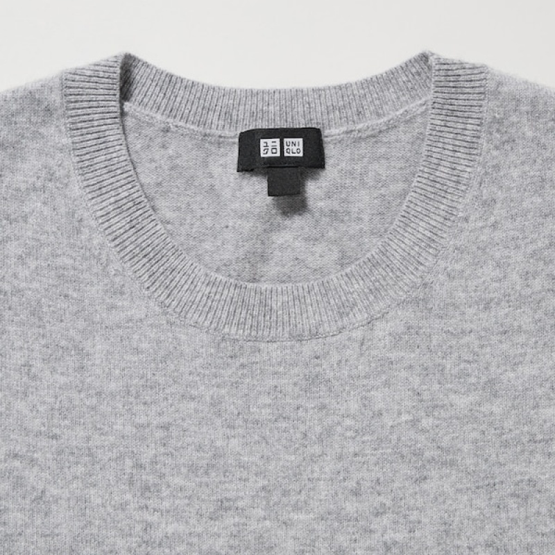 Uniqlo Cashmere Crew Neck Long-Sleeve Gensere Herre Grå | 3580-BGCAE