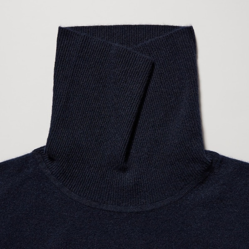 Uniqlo Cashmere Turtleneck Long-Sleeve Gensere Dame Marineblå | 3960-BODAJ