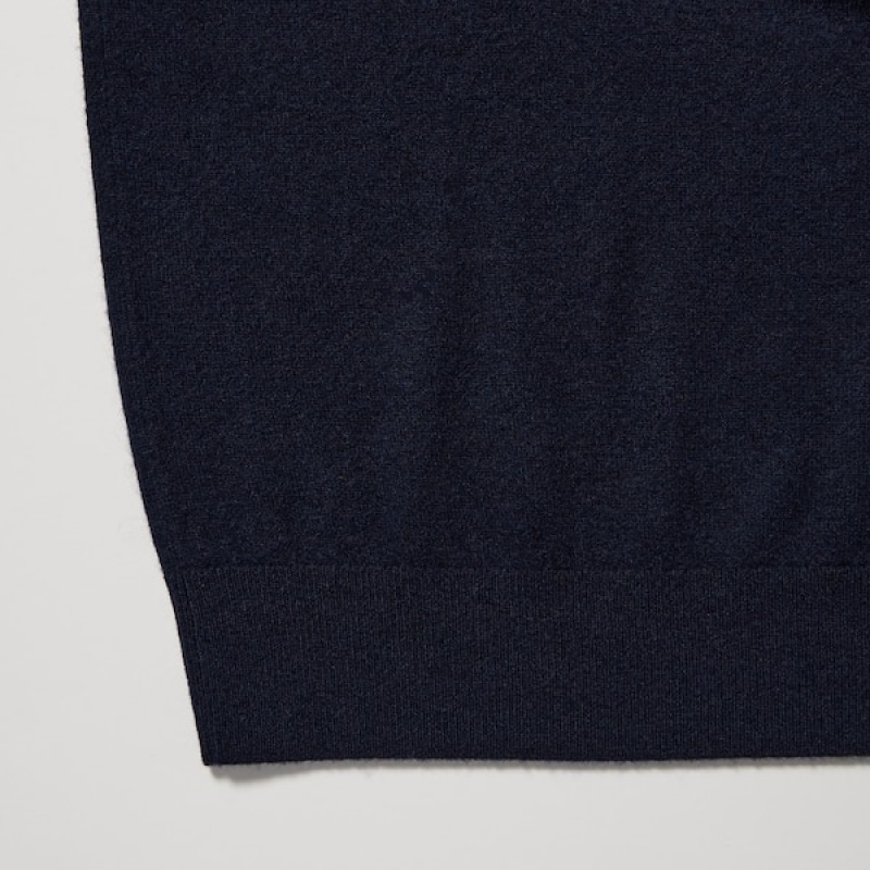 Uniqlo Cashmere Turtleneck Long-Sleeve Gensere Herre Marineblå | 7032-XOZUH