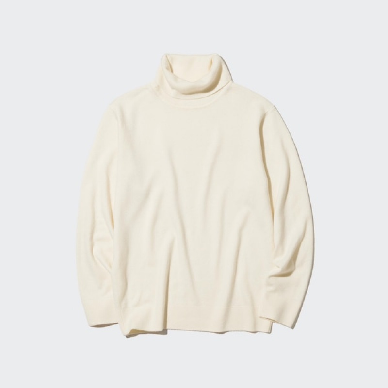 Uniqlo Cashmere Turtleneck Long-Sleeve Gensere Herre Hvite | 3926-PFTLZ