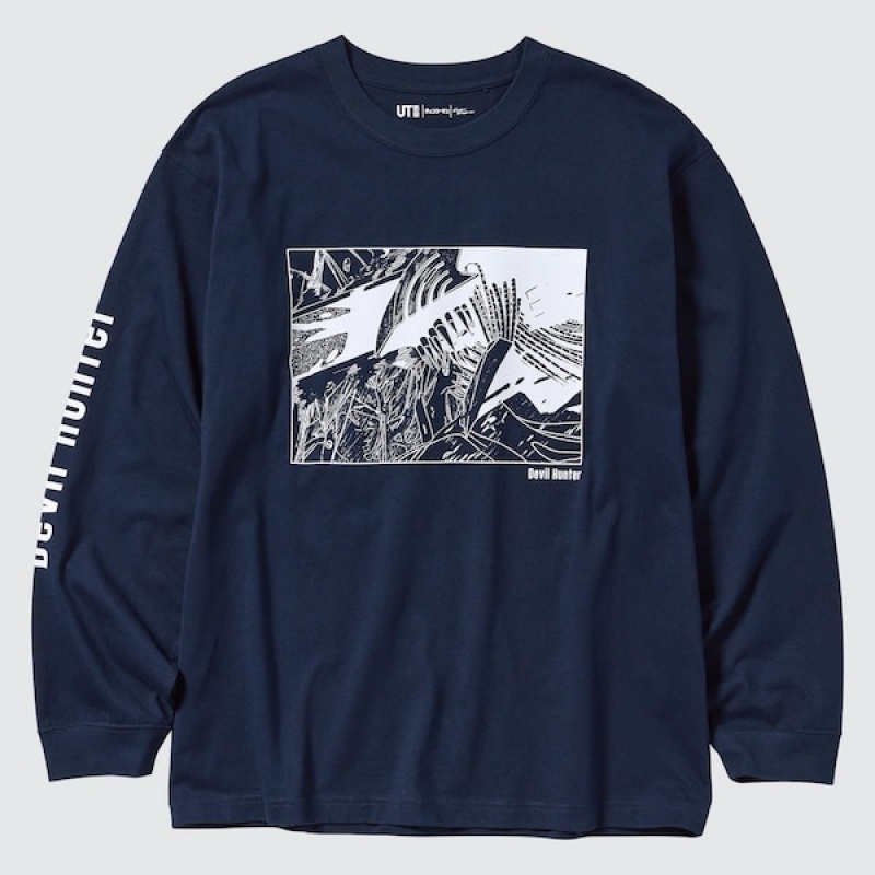 Uniqlo Chainsaw Man × Kosuke Kawamura UT T-skjorte Herre Marineblå | 9831-WKINP