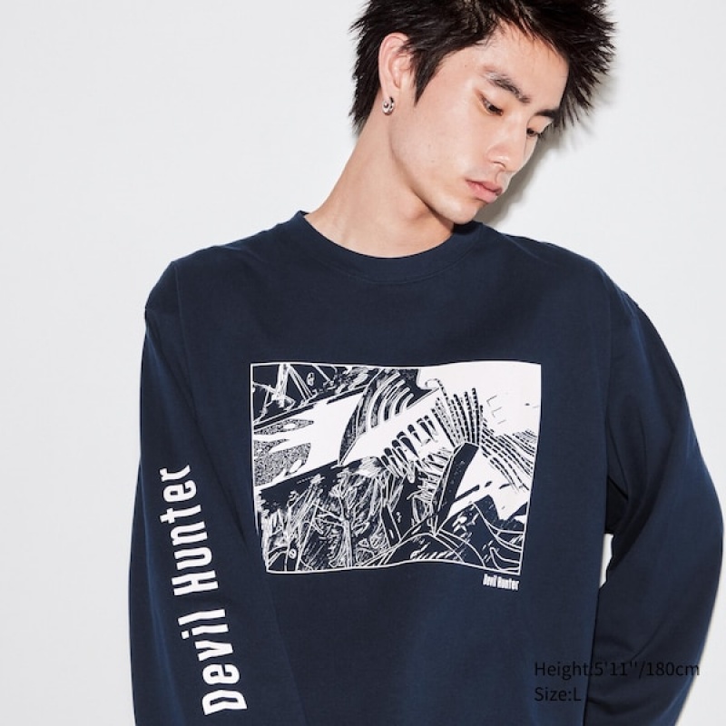 Uniqlo Chainsaw Man × Kosuke Kawamura UT T-skjorte Herre Marineblå | 9831-WKINP