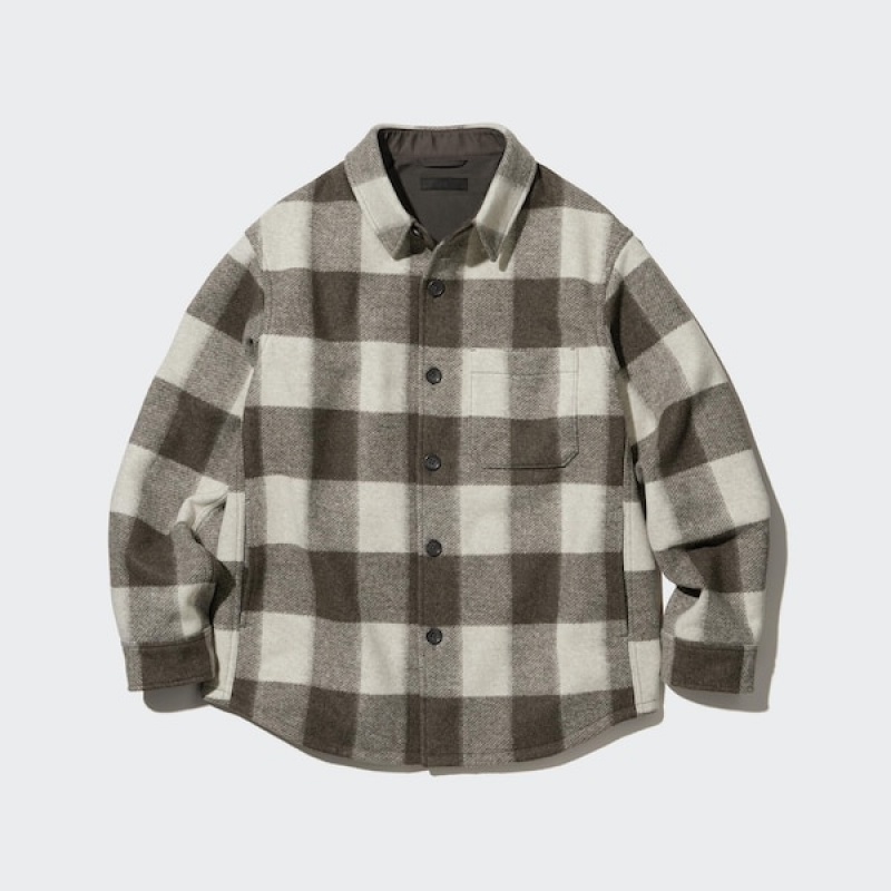 Uniqlo Checked Overshirt jackets Herre Brune | VUPGLR-648