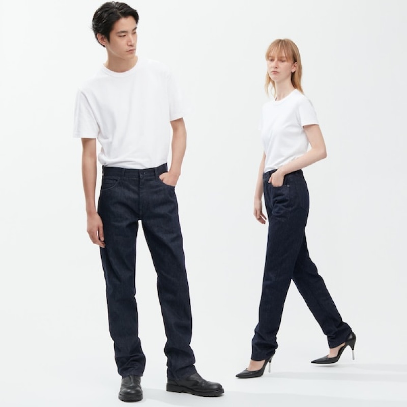 Uniqlo Classic Cut Jeans Dame Blå | 3982-PAEQB