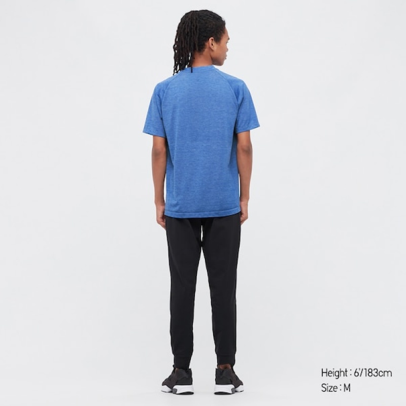 Uniqlo DRY-EX Crew Neck Kort-Sleeve T-skjorte Herre Blå | 5162-OADVE