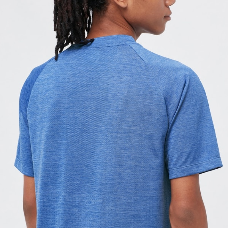 Uniqlo DRY-EX Crew Neck Kort-Sleeve T-skjorte Herre Blå | 5162-OADVE